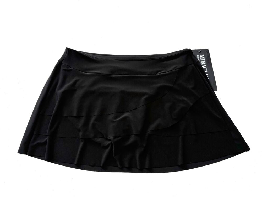 Miraclesuit Black Ruffled Tiered Skirted Skirt 6516610 Swim Bikini Bottom 14